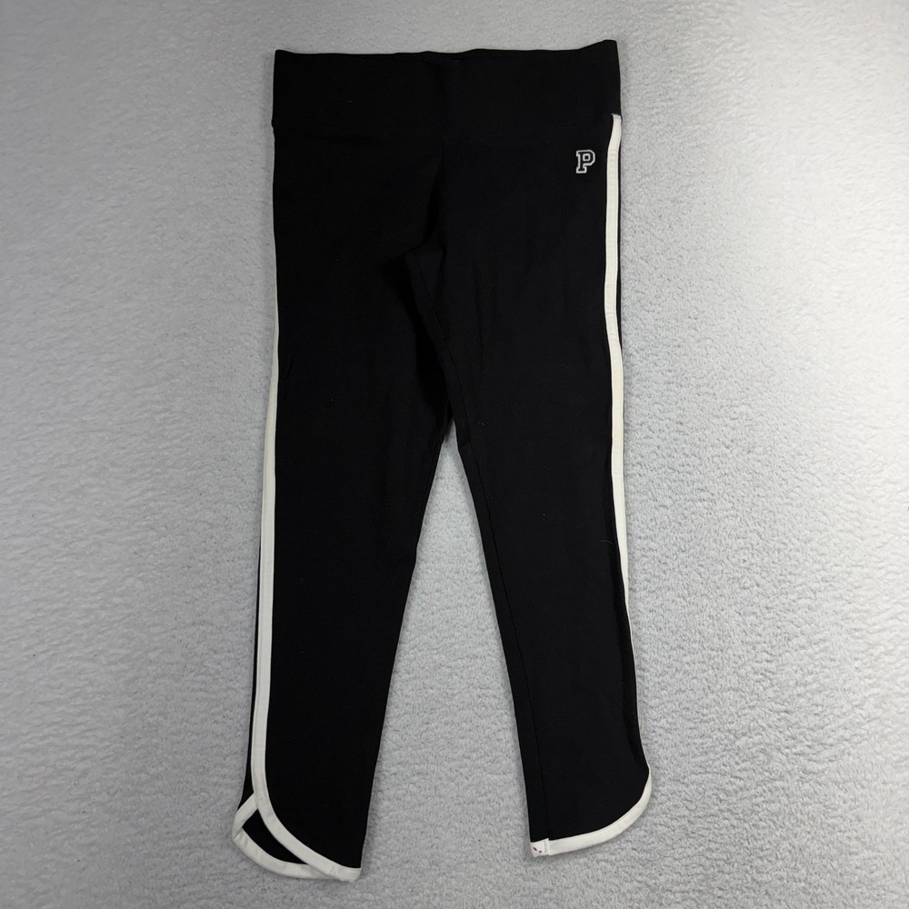 Victoria's Secret PINK Women Activewear Pants M 28x24 Black Embroidery Yoga NWT